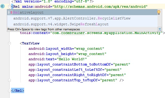 Choose Relative Layout