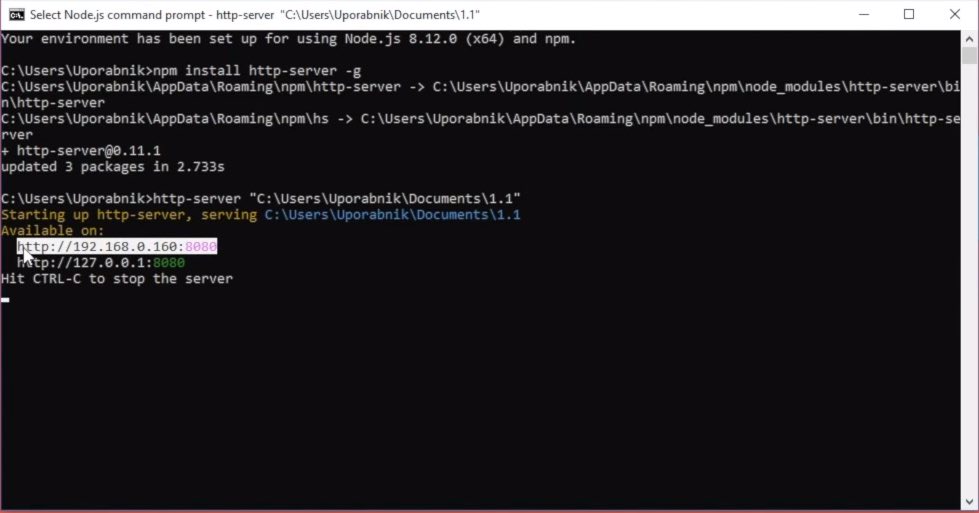 Running the web server on windows