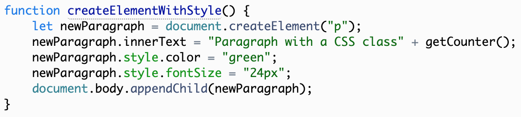 Setting custom style for the element