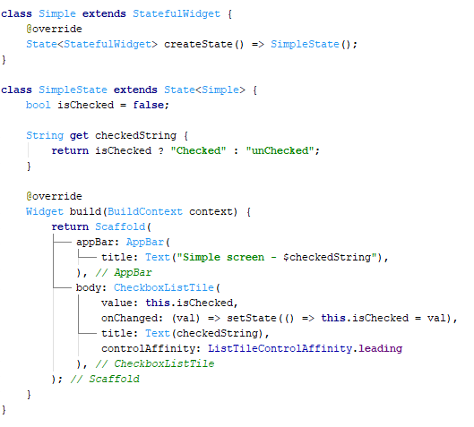 Flutter app stateless states