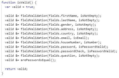 Form in JavaScript isValid function