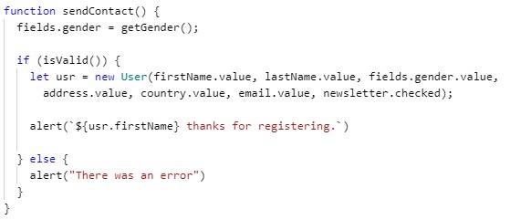 Form in JavaScript sending the contact form data