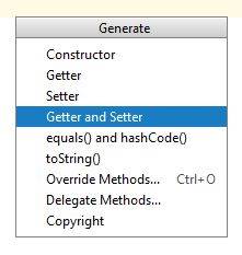 Generate getters and setters generate Getters And Setters