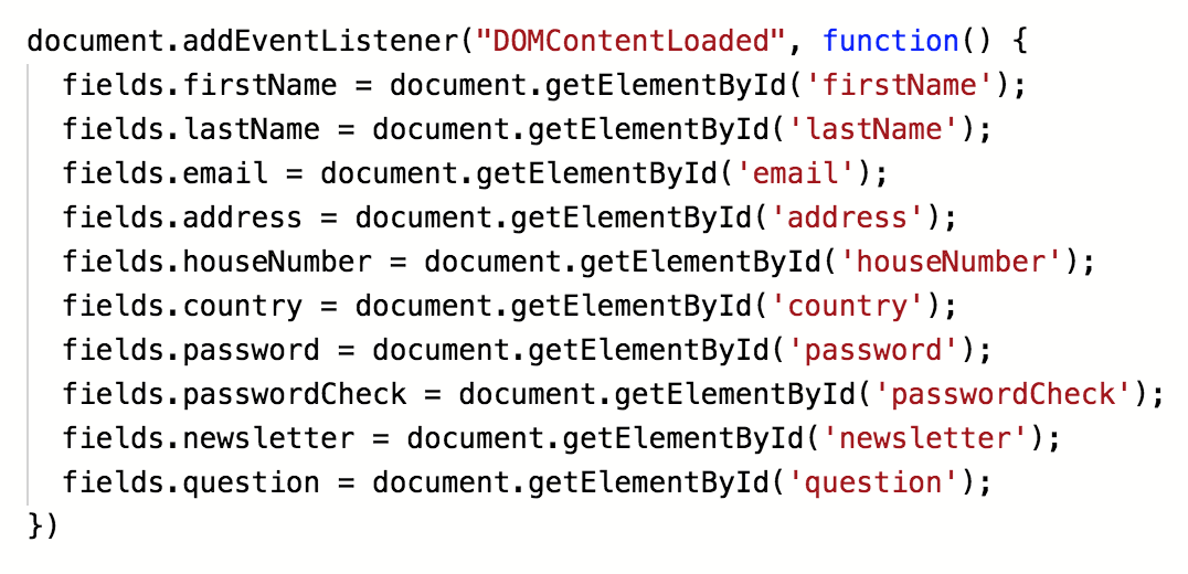 Linking all the fields to our fields object