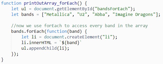 forEach loop example