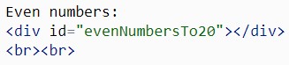 loops in js html even numbers