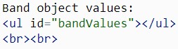 loops in js html object values