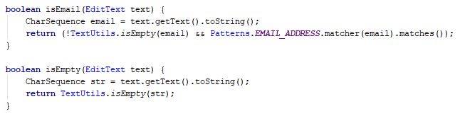 Methods isEmail and isEmpty for the Login form - Java - CodeBrainer
