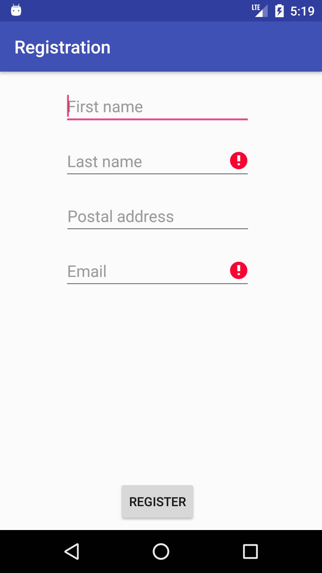 Login and Registration form in Android