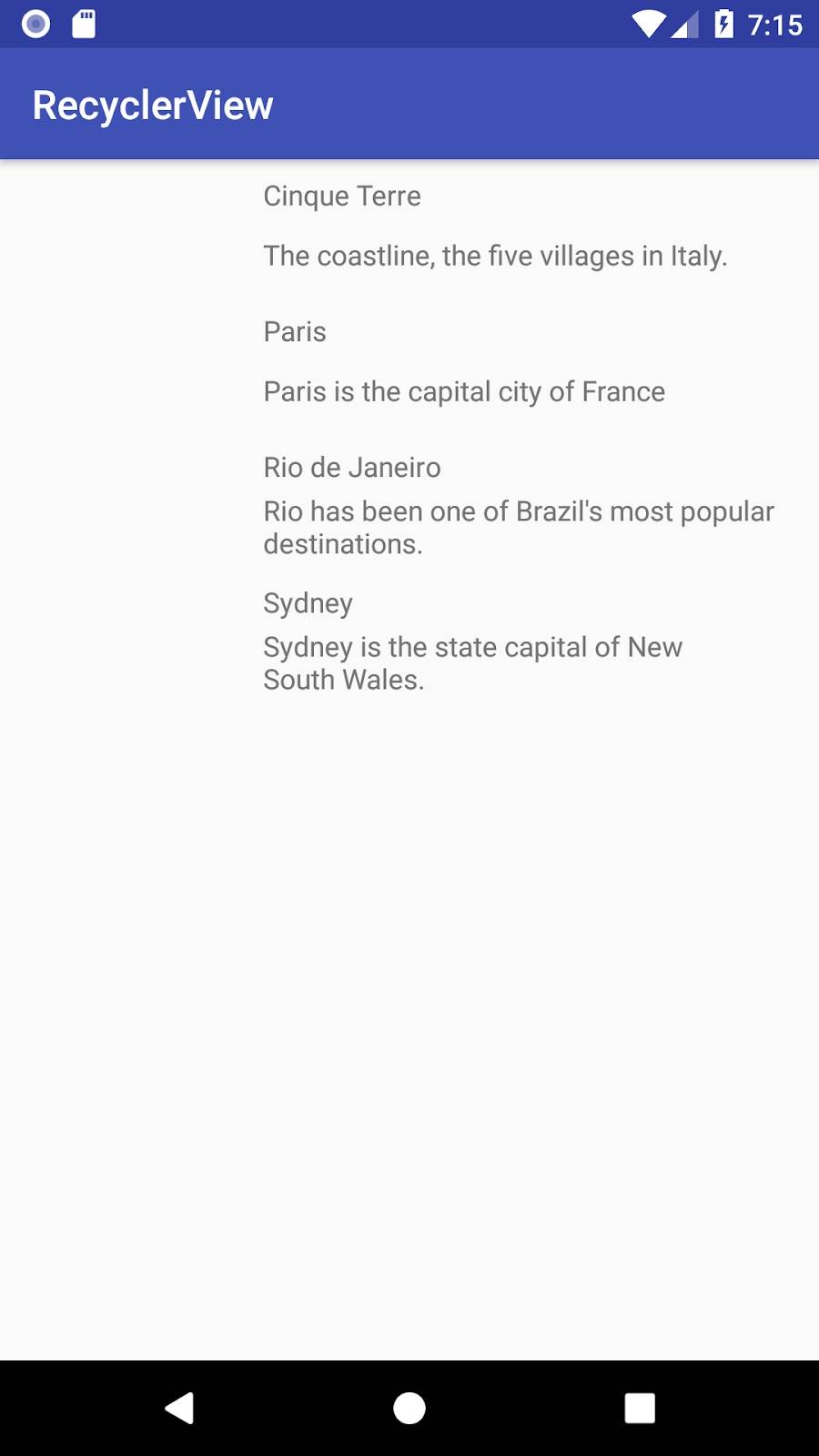 Recyclerview adapter RecyclerView screen
