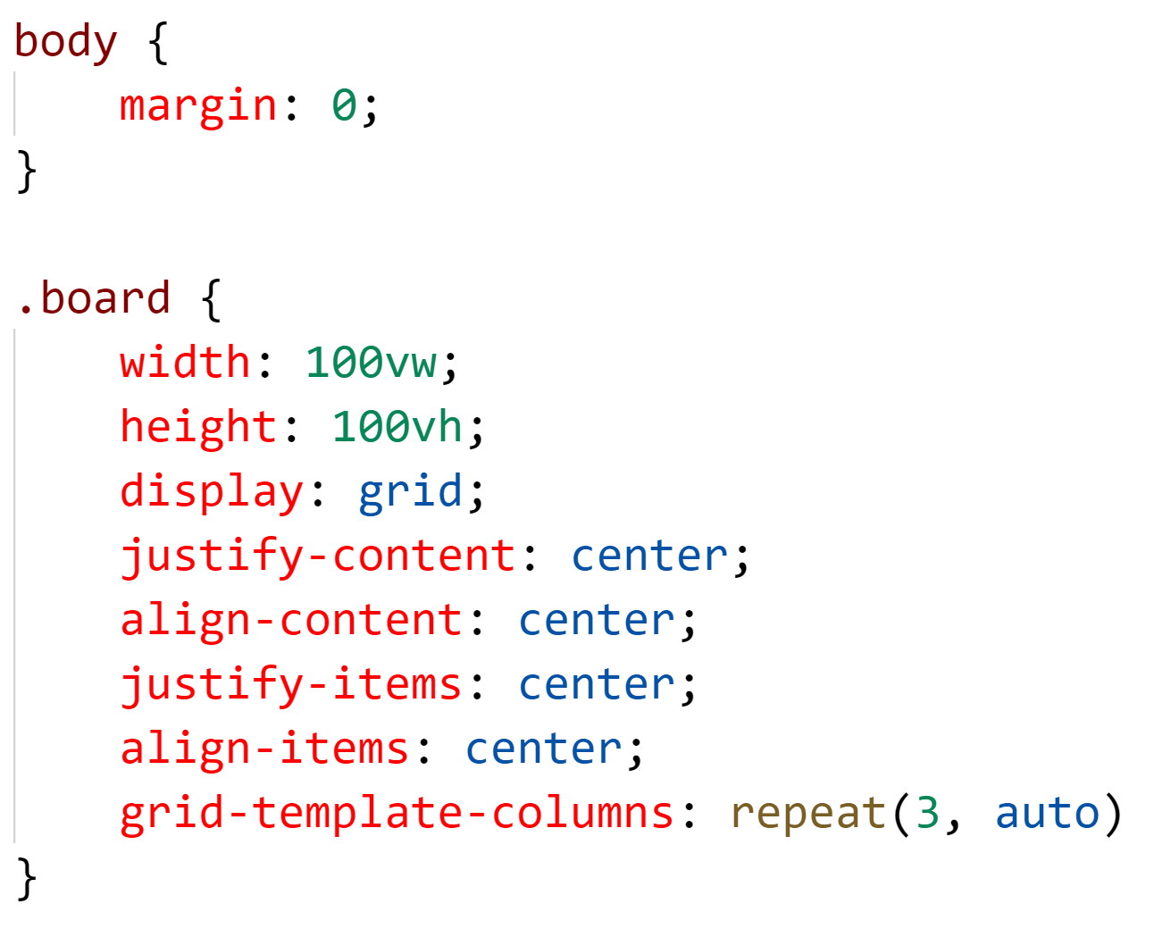 CSS for board for Tic-Tac-Toe