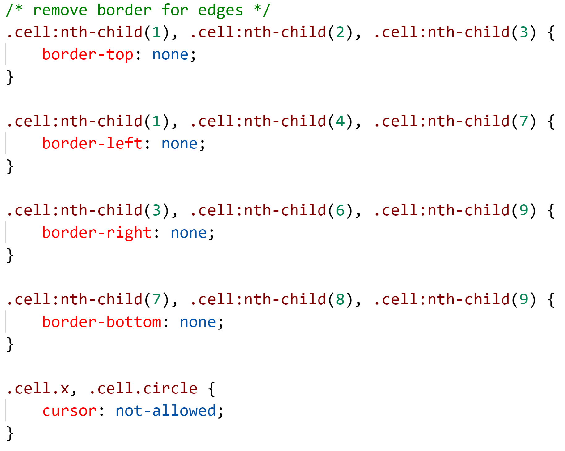 Remove borders for the table - CSS