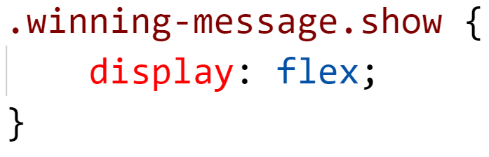 Display winning message - CSS