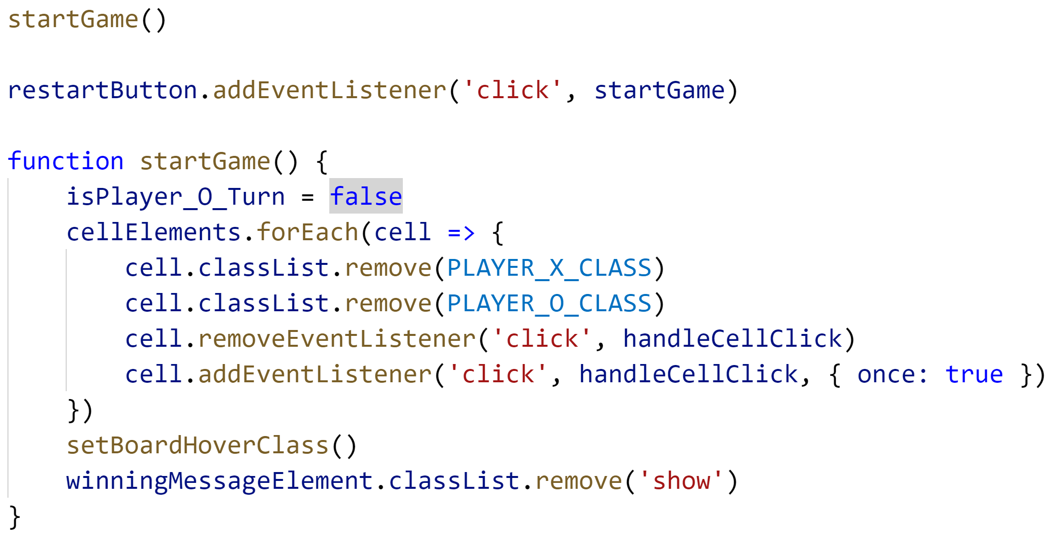 Initialization of the board - Tic-Tac-Toe