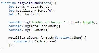 playWithBands function - Show the info about bands